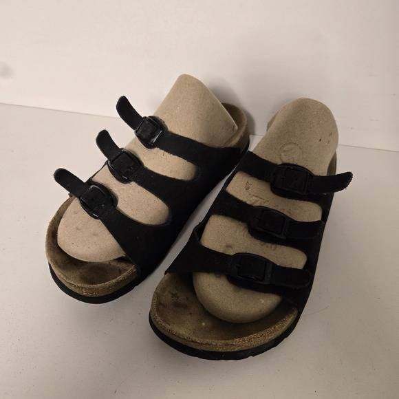 Birkenstock Shoes - Birkenstocks Newalk Women's Size 7.5 38 Black Leather Suede Triple Strap Sandals